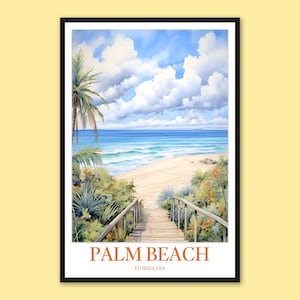 Cartel de Palm Beach Palm Beach Travel Wall Art Palm Beach Print Palm Beach Wall Decor Palm Beach Travel Print Wall Art Florida Wall Art Regalo