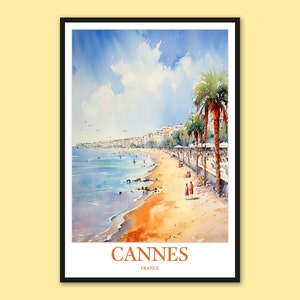 Cannes Wall Art Cannes Cartel Cannes Impresión Cannes Pared Decoración Cannes Playa Paseo Marítimo Viaje Pared Arte Francia Pared Arte Regalo Amante del Arte