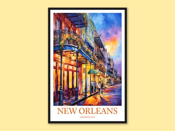 New Orleans French Quarter Travel Poster: Louisiana Wall Art - Etsy