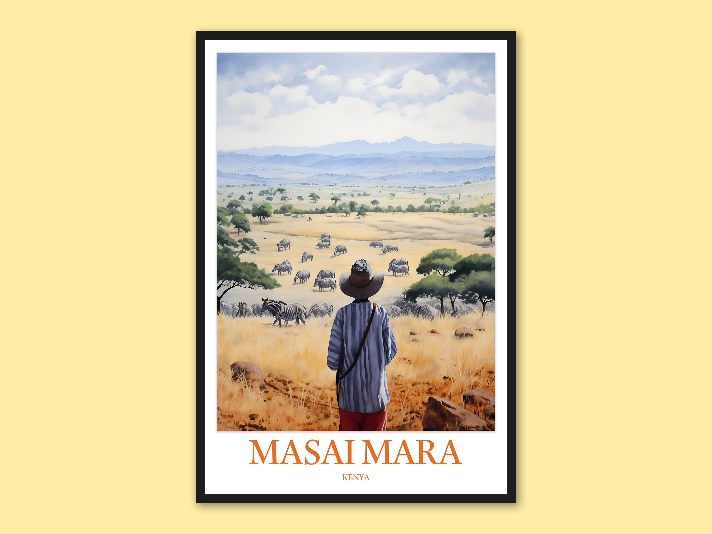 Masai Mara Travel Print Wall Art Masai Mara Poster Masai Mara Print Masai Mara Wall Decor Masai Mara Travel Wall Art Kenya Wall Art Gift