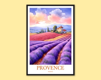 Provence Lavender Field Travel Poster: French Wall Art