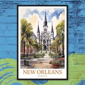 Wydruk z podróży po Nowym Orleanie: Jackson Square i katedra św. Ludwika