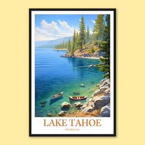Lake Tahoe Poster Lake Tahoe Print Lake Tahoe Wall Decor Lake Tahoe Travel Print Wall Art Lake Tahoe Travel Wall Art Nevada Wall Art
