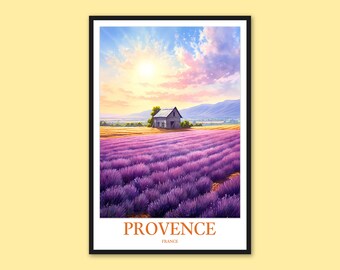 Provence Lavender Field Art Print: France Travel Poster