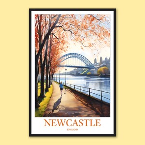 Newcastle Tyne Bridge Art Print: England Travel Poster