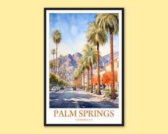 Póster de viaje de Palm Springs: arte mural moderno de mediados de siglo