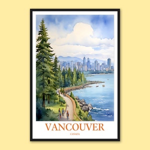 Vancouver Skyline Print: Stanley Park Travel Poster