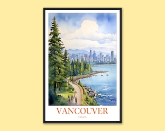 Vancouver Skyline Print: Stanley Park Travel Poster