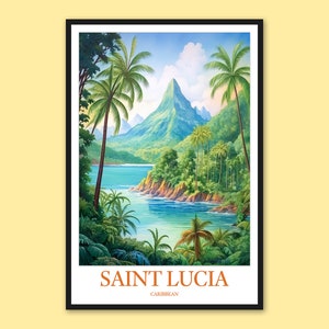Saint Lucia Travel Poster: Caribbean Island Wall Art