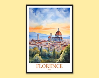 Florence Italy Travel Poster: Watercolor Cityscape Art