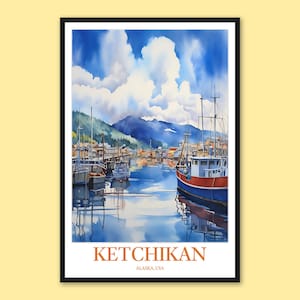 Ketchikan Alaska Harbor Art Print: Travel Poster