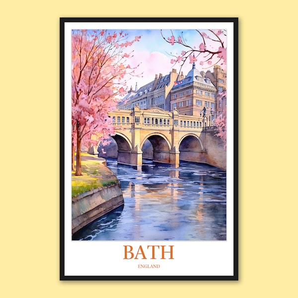 Bath Travel Print Wall Art Bath Travel Wall Art Bath Wall Decor Bath Poster Bath Print Roman Baths Bath Abbey England Wall Art Gift Lover