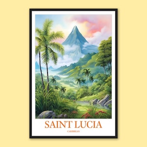 Saint Lucia Travel Poster: Caribbean Wall Art Print