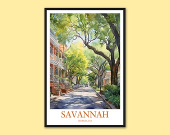 Savannah Travel Poster: Georgia Wall Art Print
