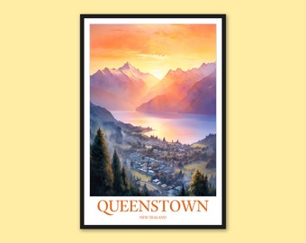Queenstown Travel Poster: New Zealand Wall Art