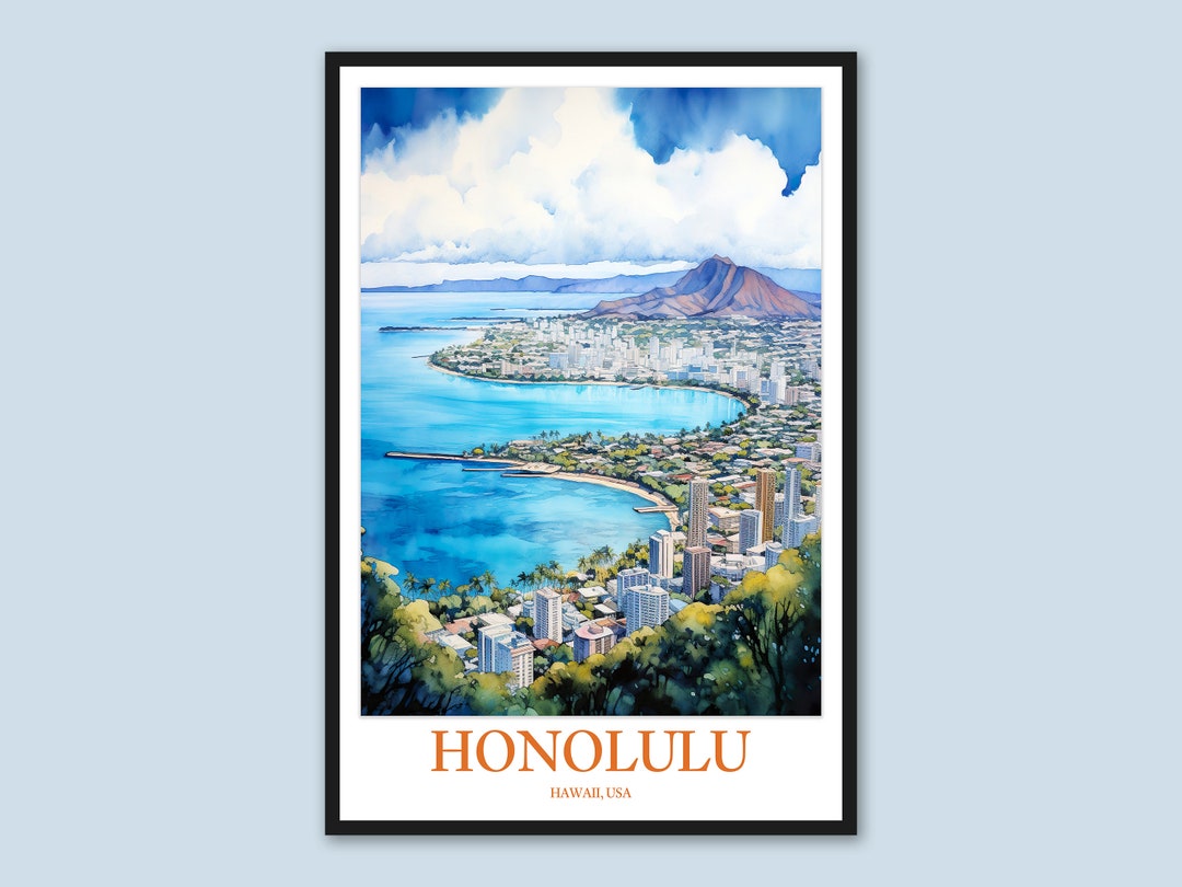 Honolulu Wall Decor Honolulu Travel Wall Art Honolulu Print Etsy