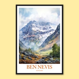 Ben Nevis Print Ben Nevis Wall Art Ben Nevis Poster Ben Nevis Snowy Mountain Top Wall Decor Travel Wall Art Scotland British Isles Adventure