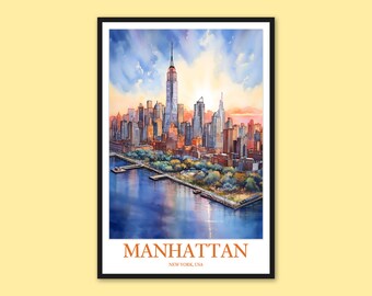 Manhattan Reise-Poster: New York City Skyline Wandkunst