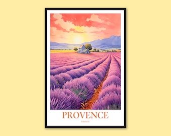 Provence Lavender Field Art Print: France Travel Poster