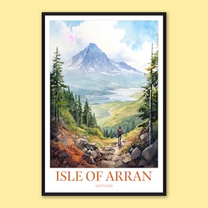 Isle of Arran Scotland Travel Poster: Mountain Landscape Art
