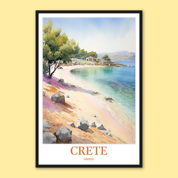 Crete Wall Decor Crete Poster Crete Wall Art Crete Print Crete Elafonissi Beach Mediterranean Aegean Sea Travel Wall Art Greece Art Lover