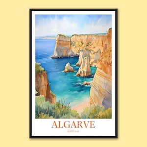 Algarve Poster Algarve Wall Art Algarve Print Algarve Artwork Ponta da Piedade Cliffs Wall Decor Algarve Travel Wall Art Portugal Gift Lover