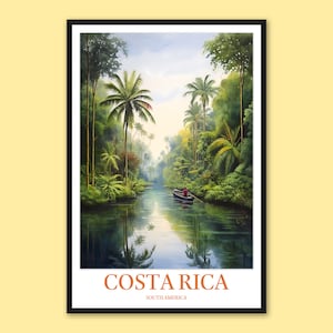 Costa Rica Travel Poster: Tortuguero Canal, Forest River Art