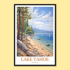 Lake Tahoe Travel Print Wall Art Lake Tahoe Poster Lake Tahoe Print Lake Tahoe Wall Decor Lake Tahoe Travel Wall Art Nevada Wall Art