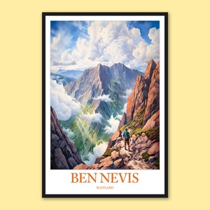 Ben Nevis Poster Ben Nevis Wall Art Ben Nevis Print Ben Nevis Mountain Climber Wall Decor Travel Wall Art Scotland British Isles Adventure