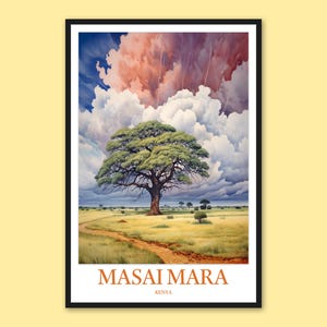 Masai Mara Travel Poster: Kenya Wall Art Print