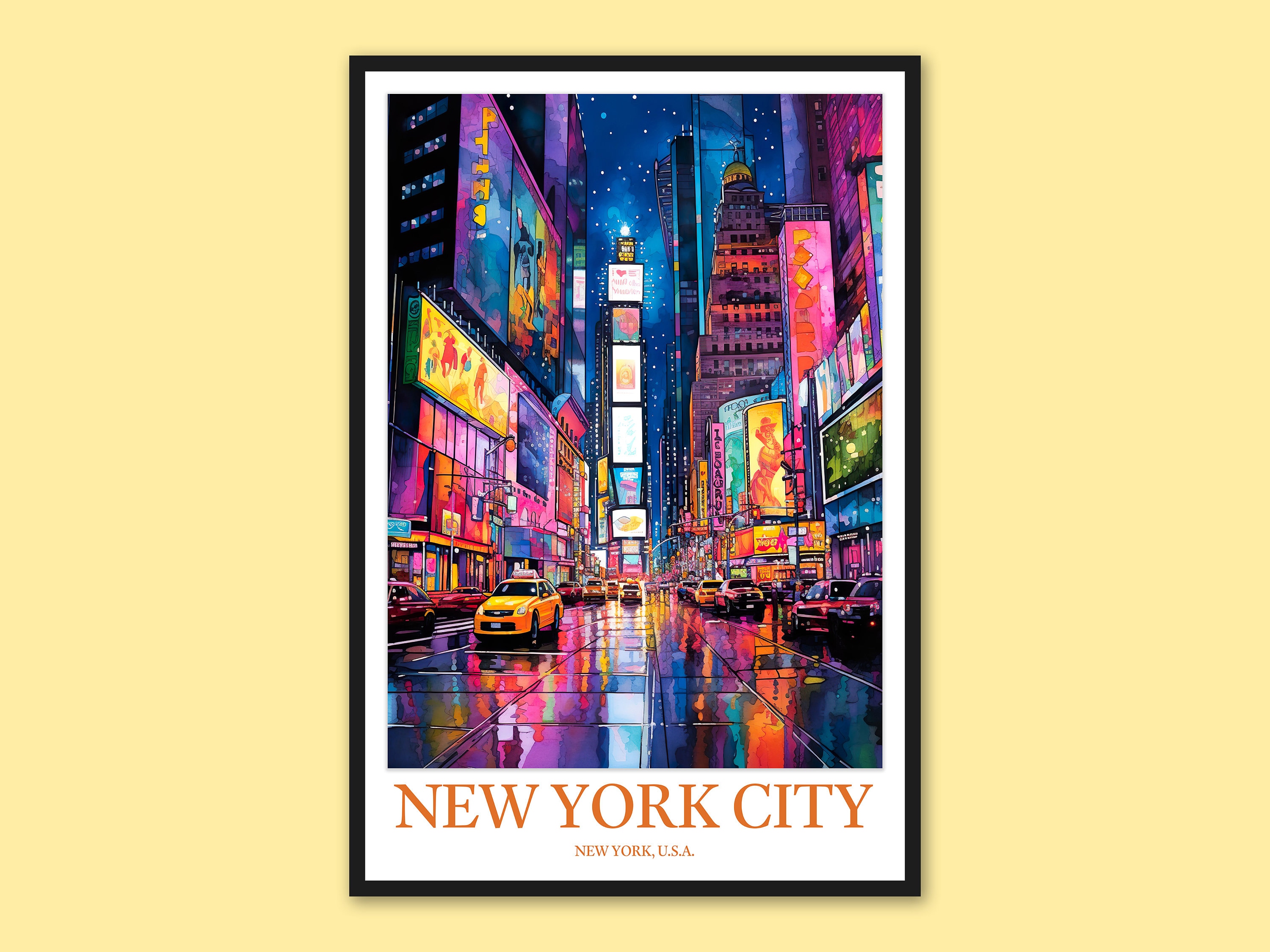Times Square Art Print: New York City Travel Poster - Etsy