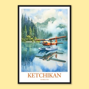Ketchikan Alaska Seaplane Travel Poster: Wall Art Print