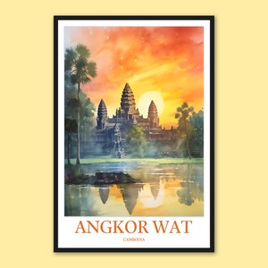 Angkor Wat Poster Angkor Wat Buddhist Temple Print Angkor Wat Wall Decor Angkor Wat Wall Art Angkor Wat Art Travel Cambodia Art Gift Lover