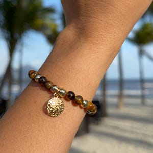 Tigerögaarmband | Sanddollararmband | Strandsmycken | Kustaccessoarer | Presenter till henne | Handgjort armband | Tropisk semester