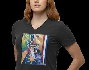 Evil Uncle Sam TShirt Unisex Jersey Short Sleeve V-Neck Tee