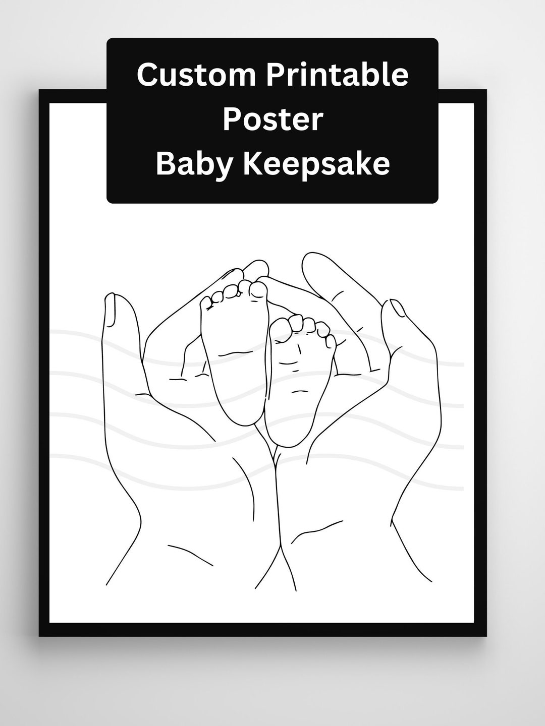 Baby Keepsake Footprint Poster Printable Customizable Newborn Etsy