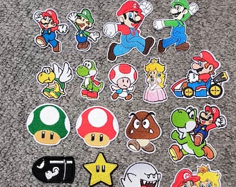 Super Mario Bros Luigi Princess Mushroom Yoshi Patches Badges Iron On Sew On