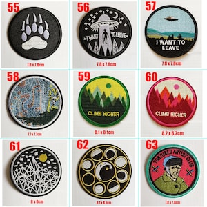 Popular Round World Leave Adventure Moon Sun Jurassic Explore Trees Wild Peace Earth Detours Alien Van Gogh Sew Iron On Patch Badge image 8