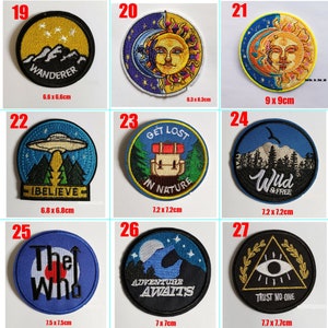 Popular Round World Leave Adventure Moon Sun Jurassic Explore Trees Wild Peace Earth Detours Alien Van Gogh Sew Iron On Patch Badge image 4