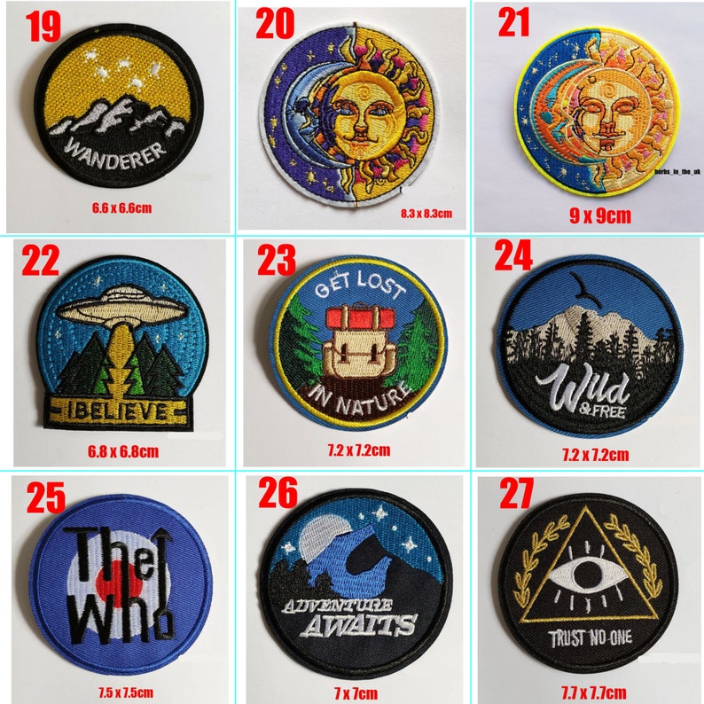 Ronde populaire monde, aventure, lune, soleil, jurassique, explorer, arbres, sauvage, paix, terre, détours, extraterrestre, van gogh, coudre fer sur, patch, badge image 4