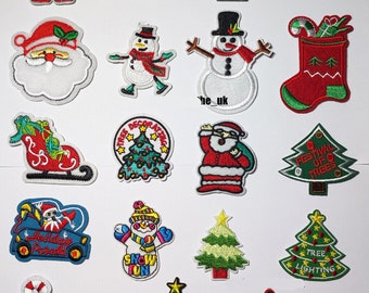 Christmas tree Xmas Snow man Patch Badge Iron On Sew On