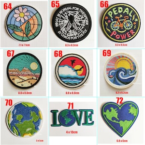 Popular Round World Leave Adventure Moon Sun Jurassic Explore Trees Wild Peace Earth Detours Alien Van Gogh Sew Iron On Patch Badge image 9