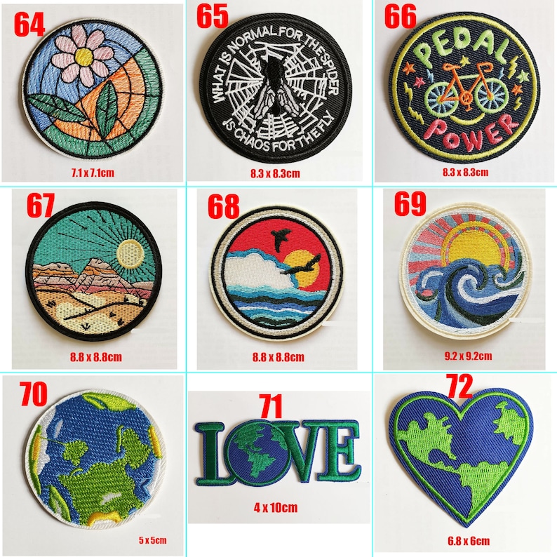 Ronde populaire monde, aventure, lune, soleil, jurassique, explorer, arbres, sauvage, paix, terre, détours, extraterrestre, van gogh, coudre fer sur, patch, badge image 9