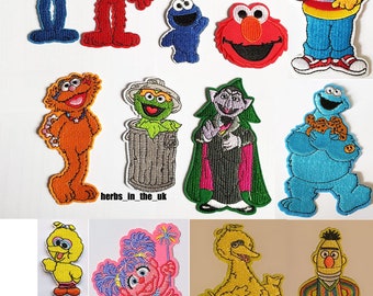 Red Blue Cookie Monster Muppets Iron On Sew On Patch Badge