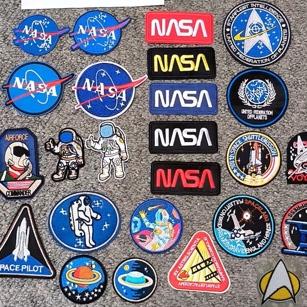 NASA USA Logo Space ship Spaceman Patch Iron On / Sew On Patch Badge