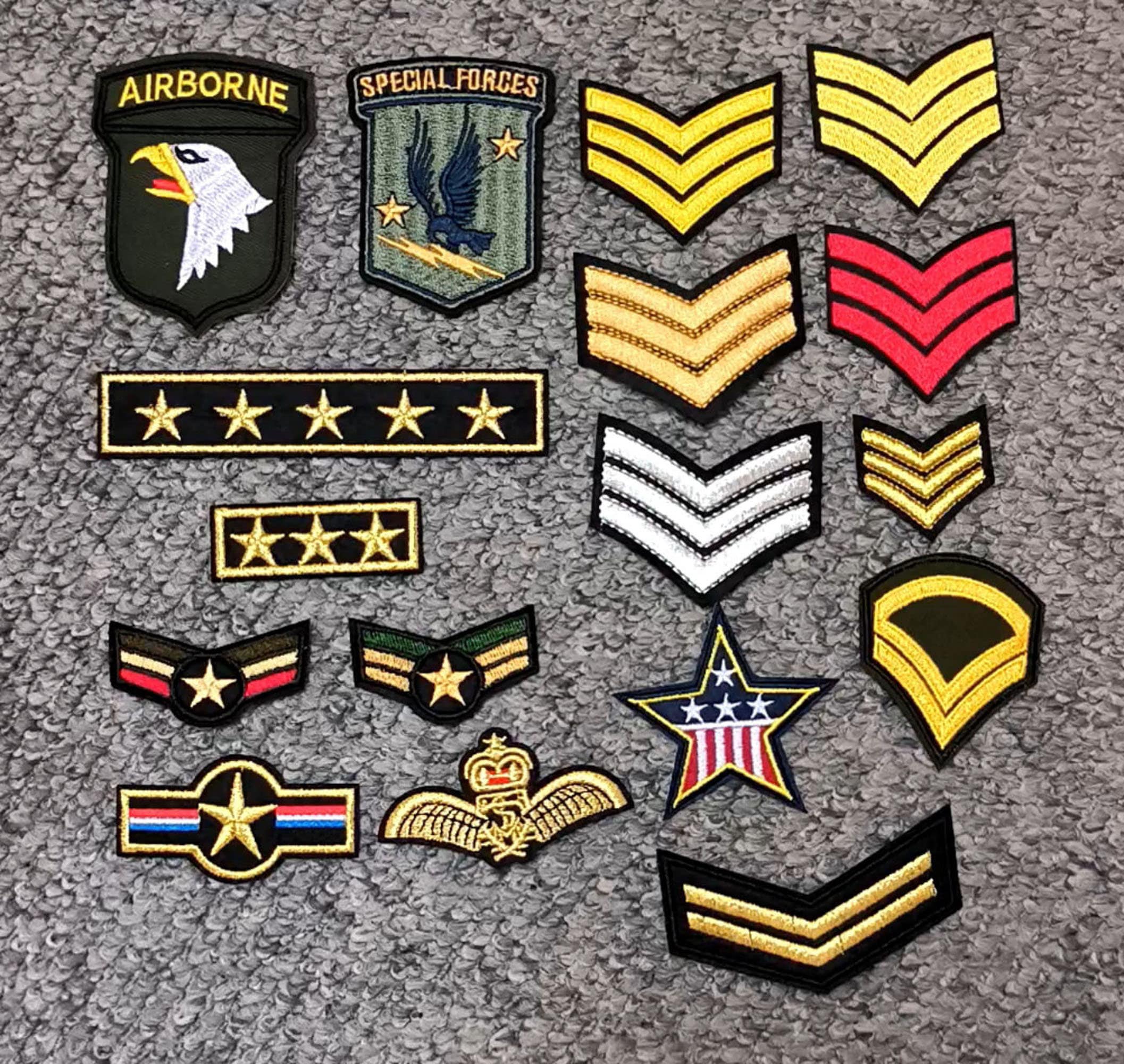 Militaire Set 9 Pièces - Ecusson thermocollant patches appliques