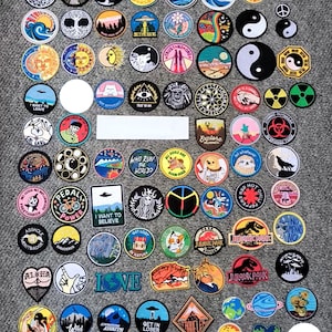 Popular Round ( World Leave Adventure Moon Sun Jurassic Explore Trees Wild Peace Earth Detours Alien Van Gogh )  Sew Iron On Patch Badge