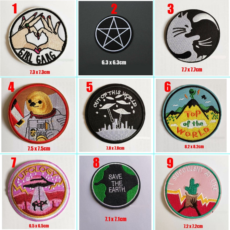 Popular Round World Leave Adventure Moon Sun Jurassic Explore Trees Wild Peace Earth Detours Alien Van Gogh Sew Iron On Patch Badge image 2