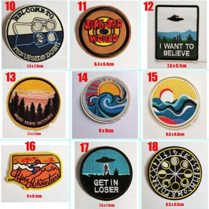 Popular Round World Leave Adventure Moon Sun Jurassic Explore Trees Wild Peace Earth Detours Alien Van Gogh Sew Iron On Patch Badge image 3