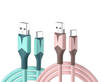 Ladekabel für Samsung Huawei USB-C auf USB 1m 2m Meter Laptop Kabel Schnellladegerät Ladung Datenkabel blau rosa